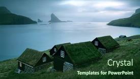  Presentation with grass - Colorful PPT theme enhanced with picturesque-view-of-tradicional-faroese backdrop and a tawny brown colored foreground