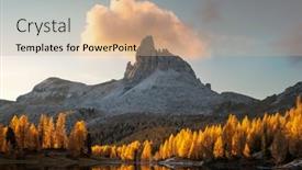  Presentation with sunrise - PPT theme featuring picturesque-view-on-federa-lake background and a coral colored foreground