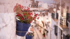  Presentation with sol - Presentation theme consisting of picturesque-village-of-mijas-costa background and a coral colored foreground