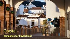  Presentation with sol - Presentation theme featuring picturesque-village-of-mijas-costa background and a tawny brown colored foreground