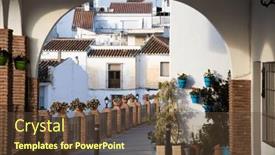  Presentation with sol - Presentation theme having picturesque-village-of-mijas-costa background and a tawny brown colored foreground