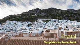  Presentation with sol - Slide deck with picturesque-village-of-mijas-costa background and a violet colored foreground