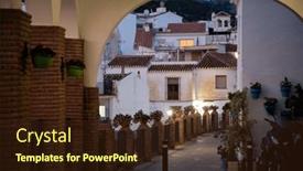  Presentation with sol - PPT theme featuring picturesque-village-of-mijas-costa background and a wine colored foreground