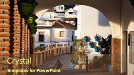 Presentation with sol - Presentation theme enhanced with picturesque-village-of-mijas-costa background and a tawny brown colored foreground