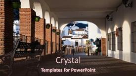  Presentation with sol - PPT theme with picturesque-village-of-mijas-costa background and a wine colored foreground