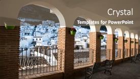  Presentation with sol - Theme featuring picturesque-village-of-mijas-costa background and a violet colored foreground