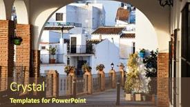  Presentation with sol - Presentation theme consisting of picturesque-village-of-mijas-costa background and a tawny brown colored foreground