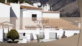  Presentation with sol - Slide deck having picturesque-village-of-mijas-costa background and a soft green colored foreground