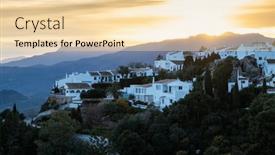  Presentation with sol - PPT theme enhanced with picturesque-village-of-mijas-costa background and a lemonade colored foreground