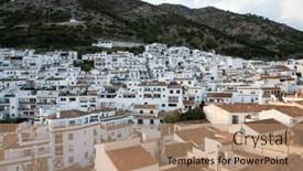  Presentation with sol - Presentation theme featuring picturesque-village-of-mijas-costa background and a coral colored foreground