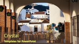  Presentation with sol - Presentation design featuring picturesque-village-of-mijas-costa background and a tawny brown colored foreground