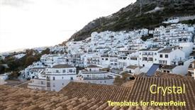  Presentation with sol - Slide set enhanced with picturesque-village-of-mijas-costa background and a tawny brown colored foreground