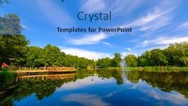  Presentation with summer trees - PPT layouts enhanced with picturesque-vivid-scenery-of-calm background and a light blue colored foreground