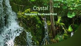  Presentation with waterfalls - Presentation design with picturesque waterfalls scenery in plitvice lakes national park croatia background and a tawny brown colored foreground