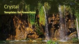  Presentation with waterfalls - Cool new presentation theme with picturesque waterfalls scenery in plitvice lakes national park croatia backdrop and a tawny brown colored foreground