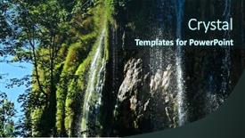  Presentation with waterfalls - Theme consisting of picturesque waterfalls scenery in plitvice lakes national park croatia background and a wine colored foreground