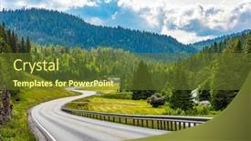  Presentation with green mountains - Theme having picturesque-winding-serpentine-road background and a tawny brown colored foreground