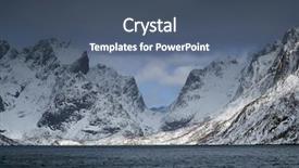  Presentation with village - Presentation theme with picturesque winter landscape of reine background and a ocean colored foreground