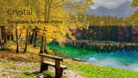  Presentation with autumn morning - Presentation enhanced with picturesque-wooden-bench background and a gold colored foreground