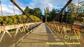  Presentation with suspension bridge - Slides with picturesque-wooden-suspension-bridge-over background and a tawny brown colored foreground
