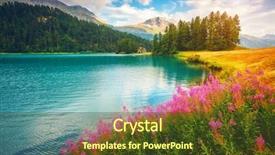  Presentation with village - Slides enhanced with flower lake - fantastic view of the azure background and a tawny brown colored foreground