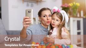  Presentation with easter worship service - Amazing PPT layouts having picture of mother and daughter backdrop and a coral colored foreground