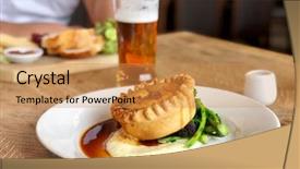  Presentation with ale - PPT theme enhanced with pie and mash with gravy background and a gold colored foreground