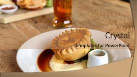  Presentation with ale - Slide set enhanced with pie and mash with gravy background and a coral colored foreground