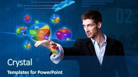  Presentation with pie chart - Colorful PPT theme enhanced with pie chart button futuristic technology backdrop and a ocean colored foreground