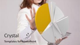  Presentation with pie chart - Beautiful theme featuring pie chart circle diagram backdrop and a light gray colored foreground