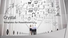  Presentation with data center - Audience pleasing PPT theme consisting of pie chart computer - colleagues in a data center backdrop and a light gray colored foreground