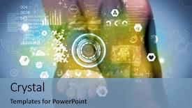  Presentation with analytics - Presentation consisting of pie charts and graphs concept background and a light blue colored foreground