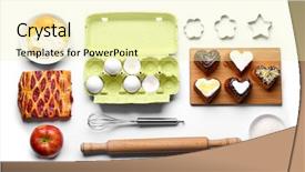  Presentation with flat lay of female sport - Audience pleasing theme consisting of pie cooking ingredients flat lay backdrop and a blonde colored foreground