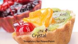  Presentation with berries - PPT theme enhanced with pie food - cake with berries over white background and a coral colored foreground