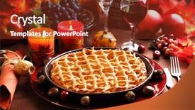  Presentation with apple wine - Presentation design featuring pie for thanksgiving with wine background and a tawny brown colored foreground