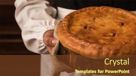  Presentation with cheese pie - Presentation design with meat cheese and vegetables fresh background and a tawny brown colored foreground