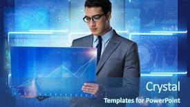  Presentation with stock trading - Audience pleasing presentation design consisting of pie graph - businessman in stock exchange trading backdrop and a ocean colored foreground