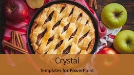  Presentation with black ceramic - Slide deck with pie served with fresh fruit background and a gold colored foreground
