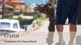  Presentation with bag iv fluid closeup saline - Slide set featuring pie shape - closeup picture of senior man background and a lemonade colored foreground