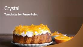  Presentation with citrus - PPT theme with pie shape - delicious citrus cake on table background and a gray colored foreground
