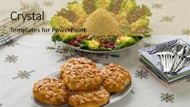  Presentation with morocco patterns traditional - PPT theme consisting of pie shape - dish with traditional festive moroccan background and a yellow colored foreground