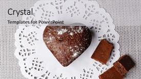  Presentation with cupcake - Audience pleasing slides consisting of pie shape - homemade chocolate cupcake on table backdrop and a light gray colored foreground