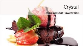  Presentation with chocolate ice cream - Presentation having pie with berries ice cream background and a sky blue colored foreground