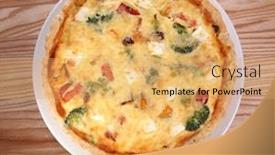  Presentation with cheese pie - Amazing slides having pie-with-cheese-and-vegetables backdrop and a yellow colored foreground