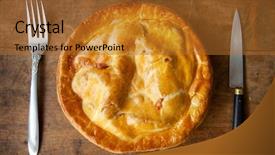  Presentation with kitchen - Presentation featuring pie with fork and knife background and a red colored foreground