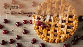  Presentation with dessert - Slides with pie-with-fresh-cherries-delicious background and a  colored foreground