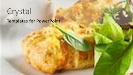  Presentation with green plate - Beautiful PPT theme featuring pie-with-liver-and-cream backdrop and a soft green colored foreground