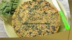  Presentation with spinach - Beautiful presentation theme featuring pie with spelt and spinach backdrop and a yellow colored foreground