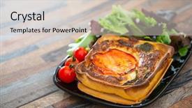  Presentation with eggplant - Beautiful presentation theme featuring pie with zucchini and eggplant backdrop and a soft green colored foreground