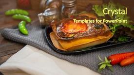  Presentation with bakery pie - Colorful presentation theme enhanced with pie with zucchini and eggplant backdrop and a tawny brown colored foreground